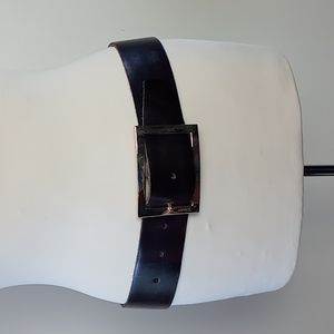 Melamed Wide Leather Belt Gold Buckle